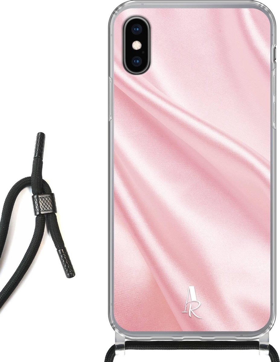 iPhone Xs hoesje met koord - Pink Satin