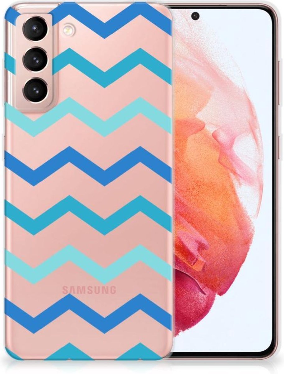 Samsung Galaxy S21 TPU bumper Zigzag Blauw