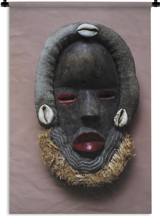 Wandkleed Afrikaanse maskers - Traditioneel Afrikaans masker aan een muur  Wandkleed... | bol