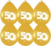 24x stuks gouden ballonnen 50 jaar leeftijd versieringen feestartikelen