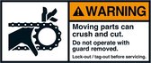 Warning Moving parts lock-out/tag-out sticker, ANSI, 2 per vel 35 x 80 mm