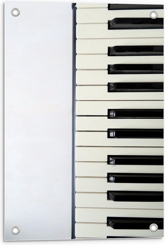 Tuinposter – Halve Piano op Witte Achtergrond - 40x60cm Foto op Tuinposter  (wanddecoratie voor buiten en binnen)