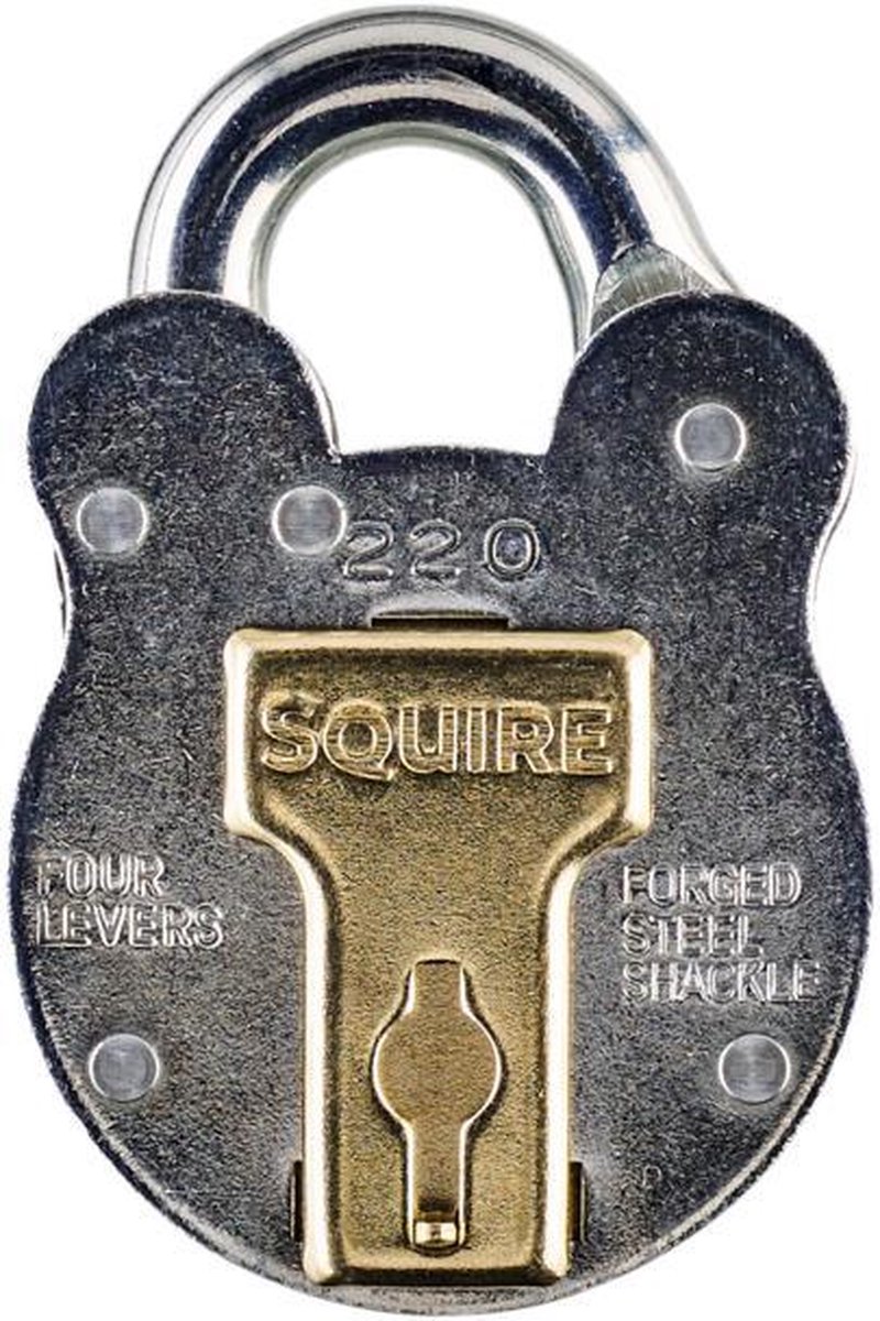 Squire Old English 220 - Hangslot - Slot - Slot met Sleutel - Klassiek - Zilver/Goud
