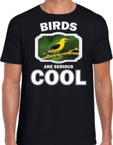 Dieren vogels t-shirt zwart heren - birds are serious cool shirt - cadeau t-shirt wielewaal vogel/ vogels liefhebber S