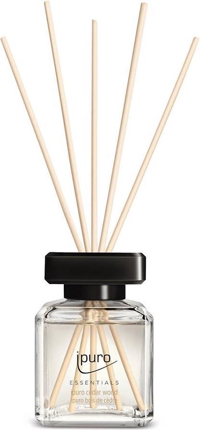ipuro ESSENTIALS cedar wood diffuseur aromatique Flacon de parfum Verre,  Plastique Noir, Transparent