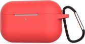 AirPods hoesje van By Qubix - AirPods Pro siliconen hoesje met karabiner haak - Rood