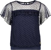 Like Flo Meisjes t-shirts & polos Like Flo Flo girls fancy mesh ruffle top navy 116