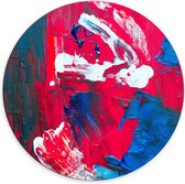 Dibond Wandcirkel - Roze/Blauwe Veerfvlekken - 70x70cm Foto op Aluminium Wandcirkel (met ophangsysteem)