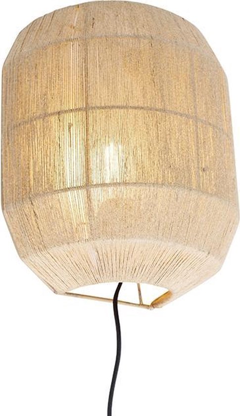 QAZQA riki - Oosterse Wandlamp met schakelaar voor binnen - 1 lichts - D 15 cm - Beige - Woonkamer | Slaapkamer | Keuken
