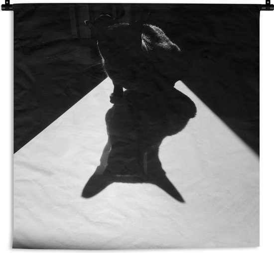 Wandkleed Batman - Schaduw van kat lijkt op Batman Wandkleed katoen 180x180 cm - Wandtapijt met foto