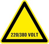 Sticker elektriciteit waarschuwing 220/380 volt 200 mm