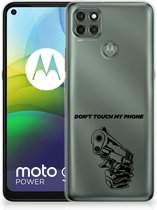 Telefoonhoesje Motorola Moto G9 Power Back Cover Siliconen Hoesje Transparant Gun Don't Touch My Phone