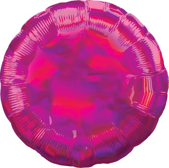 Amscan Folieballon Holographic Magenta Circle 46 Cm Roze