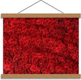 Schoolplaat – Rode Rozen - 40x30cm Foto op Textielposter (Wanddecoratie op Schoolplaat)