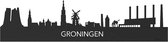 Skyline Oud Groningen Zwart hout - 100 cm - Woondecoratie design - Wanddecoratie met LED verlichting