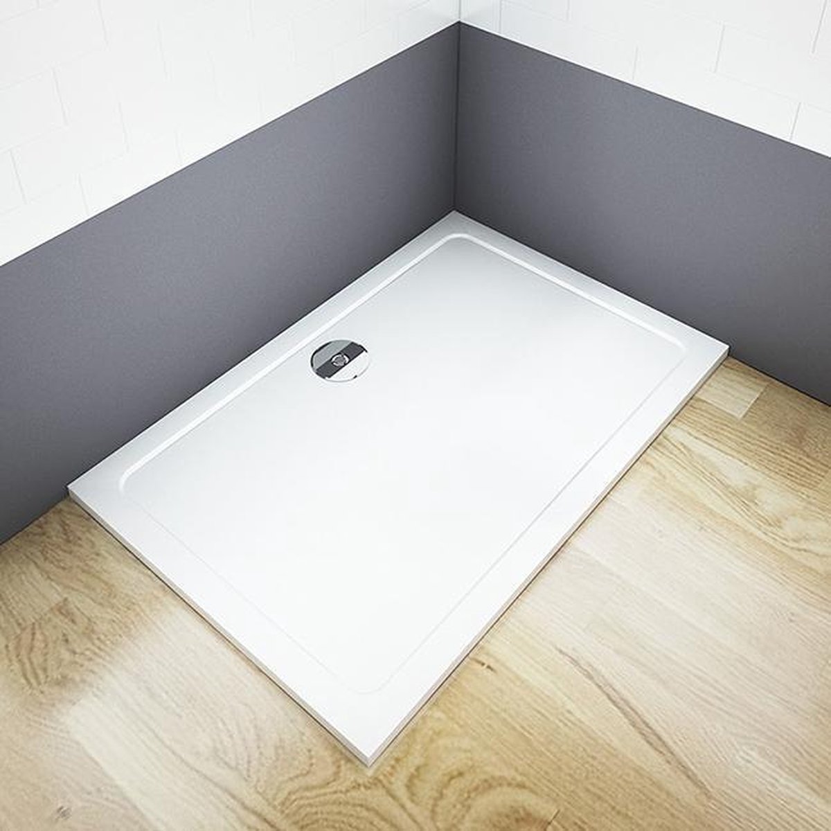 160x90cm Rechthoekige douchebak kunststeen GelCoat Voor douchecabine 3 cm hoog exclusief afvoer