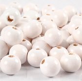Perles en bois d: 10 mm taille du trou 3 mm blanc 20gr environ 70 pièce