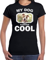 Staffordshire bull terriers honden t-shirt my dog is serious cool zwart - dames - Staffordshire bull terrier liefhebber cadeau shirt M