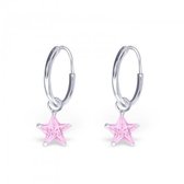 Aramat jewels ® - 925 sterling zilveren kinder oorringen met hanger zirkonia roze