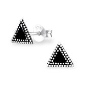Aramat jewels ® - Zilveren oorbellen driehoek 925 zilver zwart geoxideerd 7mm
