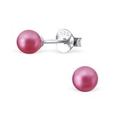 Aramat jewels ® - Zilveren pareloorbellen roze 925 zilver 4mm