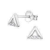 Aramat jewels ® - Zilveren kinder oorbellen driehoek 925 zilver zirkonia transparant 5mm