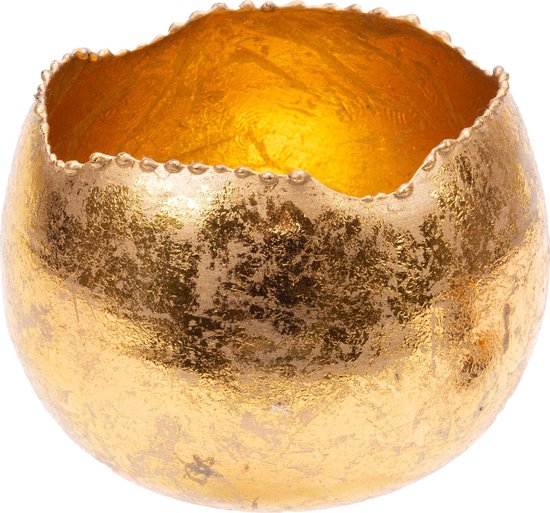 Theelichthouders/waxinelichthouders glas goud metaal 10 cm - Windlichtjes/kaarsenhouders