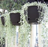 1x Stuks witte ophang Splofy kunststof bloempotten/plantenpotten met schotel 4,8 liter - 27 cm - Tuin hangdecoratie