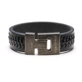 Sem Lewis Heren Armband Leer - Zwart