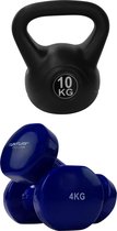 Tunturi - Fitness Set - Vinyl Dumbbell 2 x 4 kg - Kettlebell 10 kg