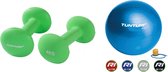 Tunturi - Fitness Set - Neopreen Dumbbellset 2 x 4 kg - Gymball Blauw 65 cm