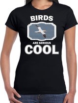 Dieren vogels t-shirt zwart dames - birds are serious cool shirt - cadeau t-shirt jan van gent vogel/ vogels liefhebber 2XL