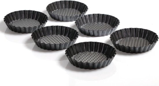 Set van 6 ronde mini taart/quiche bakvormen zwart 10 cm - Bakbenodigdheden  -... | bol.com