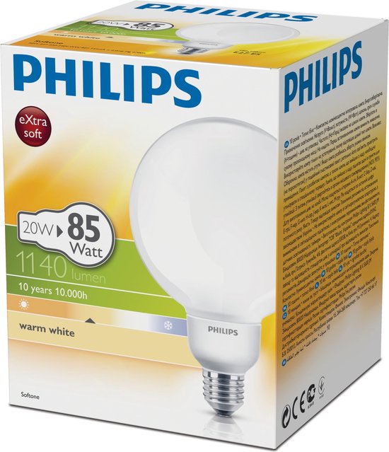 Philips Softtone Spaarlamp Warm White 20W/E27/2700K/1140lm | bol.com