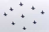 Schilderij F-16 vliegtuigen in formatie - Plexiglas - Koninklijke Luchtmacht - 70 x 50 cm
