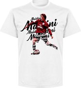 Paolo Maldini Milan Script T-Shirt - Wit - 3XL