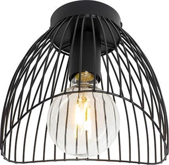 QAZQA pua - Design Plafondlamp - 1 lichts - Ø 20 cm - Zwart - Woonkamer | Slaapkamer | Keuken