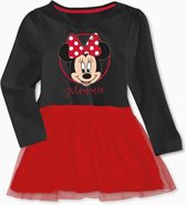 Disney Minnie Mouse jurk - lange mouw - tule - zwart/rood - maat 98/104