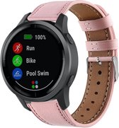 Leer Smartwatch bandje - Geschikt voor  Garmin Vivoactive 4 bandje leer - 45mm - roze - Horlogeband / Polsband / Armband