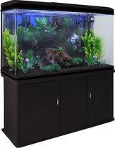 Aquarium 300 L starterset inclusief meubel - Zwart grind - 120.5 cm x 39 cm x 143,5 cm – filter, verwarming, ornament, kunstplanten, luchtpomp, - fish tank