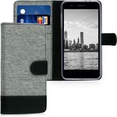 kwmobile telefoonhoesje voor LG K8 (2018) / K9 - Hoesje met pasjeshouder in grijs / zwart - Case met portemonnee
