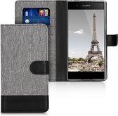 kwmobile telefoonhoesje voor Sony Xperia XA1 Plus - Hoesje met pasjeshouder in grijs / zwart - Case met portemonnee