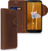 kalibri telefoonhoesje voor Motorola Moto G6 - Hoesje met pasjeshouder en standaard - bruin - Wallet case
