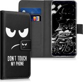 kwmobile telefoonhoesje voor Samsung Galaxy S8 - Hoesje met pasjeshouder in wit / zwart - Don't Touch My Phone design