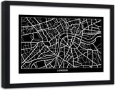 Foto in frame , Plattegrond Londen , 120x80cm , Zwart wit , wanddecoratie