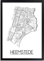 Heemstede Plattegrond poster A4 + Fotolijst Zwart (21x29,7cm) - DesignClaud