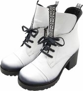 La Pèra Witte leren bikerboots met hak Laars Cassido wit - Maat 39