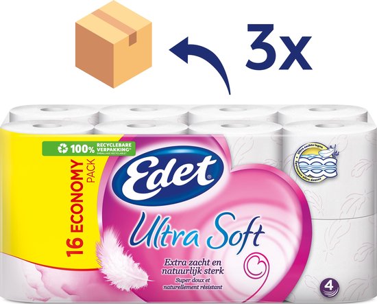 Papier toilette Edet Ultra Soft avec paille - 4 plis - 48 rouleaux