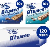 Hero B'tween Mueslirepen - Mega Voordeel Box - Tussendoortjes - Melkchocolade en Kokos & Chocolade - 120 stuks