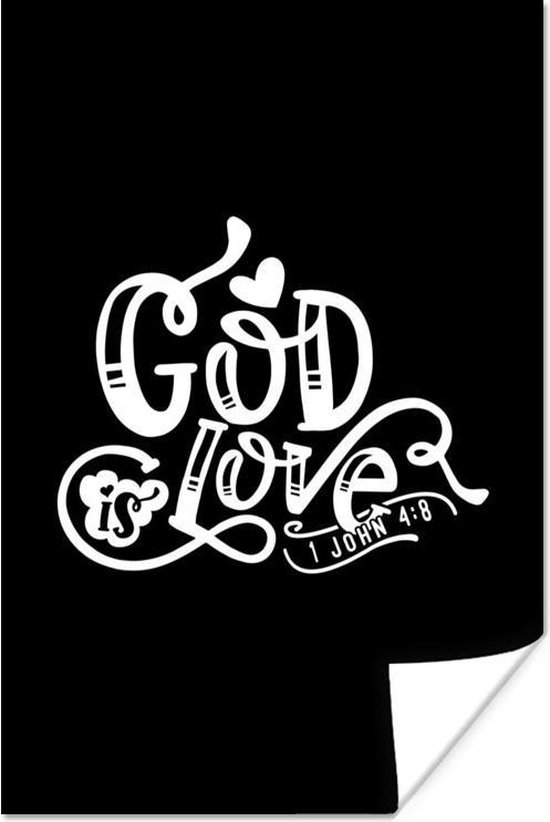 Citation Dieu Est Amour Sur Fond Noir 60x90 Cm Bol Com